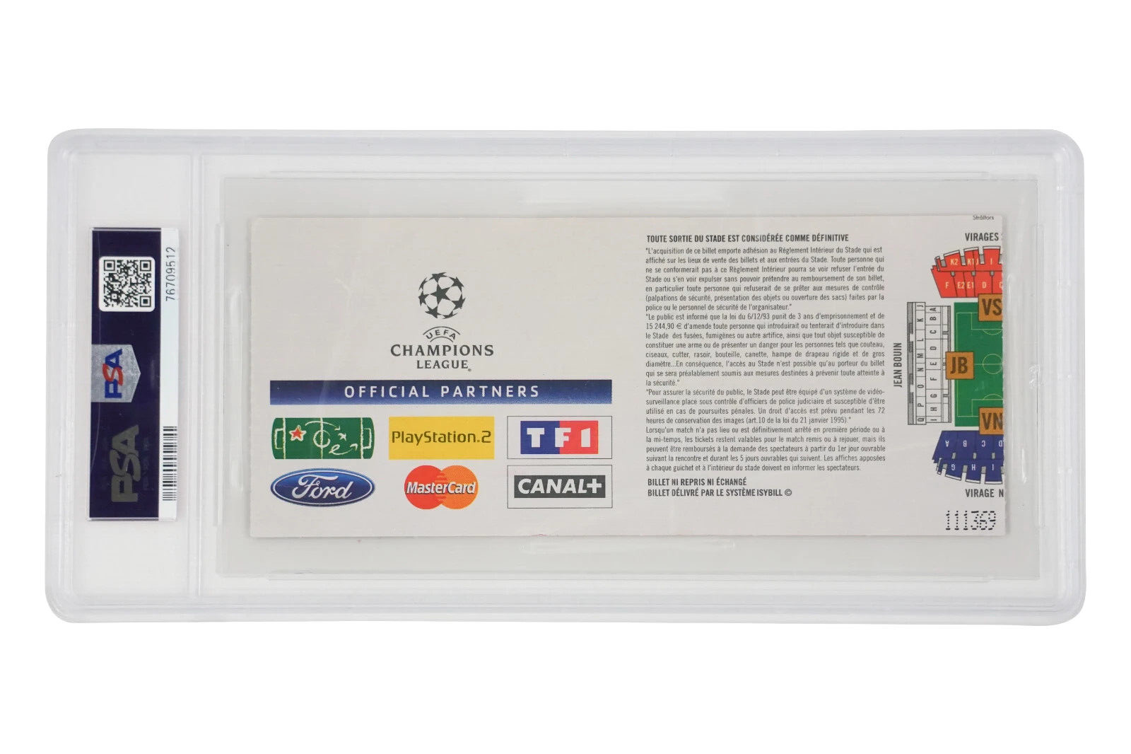 Karim Benzema Signed 2005 UCL Debut Match Ticket Inscribed First Goal – PSA 1.5
